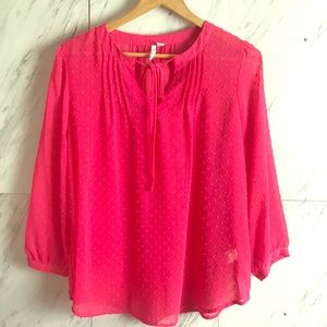 Elle | Sheer Top | Tie Front | size Medium |